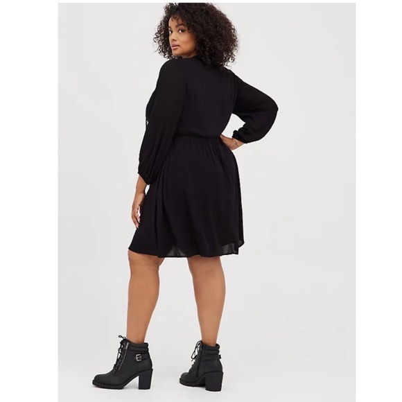 NWT TORRID SKATER DRESS - EMBROIDERED GAUZE BLACK - Picture 3 of 5